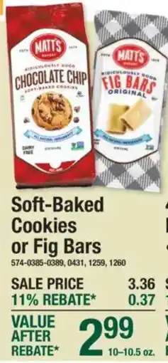 Menards Matt's soft-baked cookies or fig bars offer