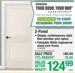 Menards Mastercraft 2-Panel Door offer