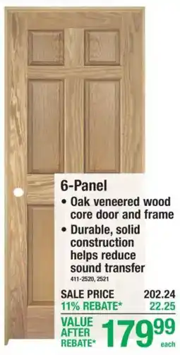 Menards 6-Panel Oak veneered wood core door and frame offer