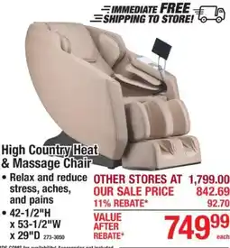 Menards High Country Heat & Massage Chair offer