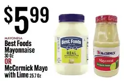 Jons International Best Foods Mayonnaise or McCormick Mayo with Lime offer