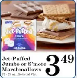 Harvest Foods Jet-Puffed Jumbo or S'more Marshmallows offer
