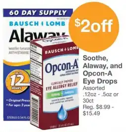 Kinney Drugs Bausch + Lomb Soothe, Alaway, and Opcon-A Eye Drops offer