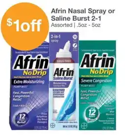 Kinney Drugs Afrin Nasal Spray or Saline Burst offer