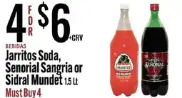 Jons International Jarritos Soda, Senorial Sangria or Sidral Mundet offer