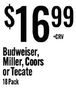 Jons International Budweiser, Miller, Coors or Tecate offer