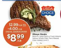 Ralphs Usda choice ribeye steaks offer