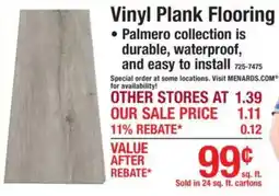 Menards Palmero vinyl plank flooring offer