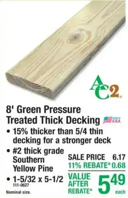 Menards Ac2 8' Green Pressure Treated Thick Decking offer