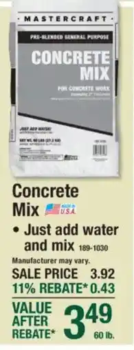 Menards Mastercraft concrete mix offer