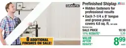 Menards Dakota prefinished shiplap offer