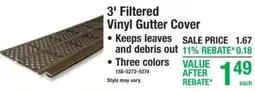 Menards 3' filtered vinyl gutter cover offer
