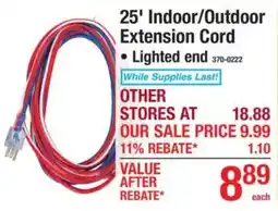 Menards 25' Indoor/Outdoor Extension Cord offer