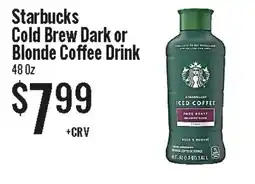 Jons International Starbucks cold brew dark or blonde coffee drink offer