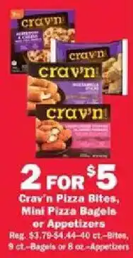 Schnucks Crav'n Pizza Bites, Mini Pizza Bagels or Appetizers offer