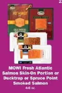 Schnucks Mowi Fresh Atlantic Salmon Skin-On Portion or Ducktrap or Spruce Point Smoked Salmon offer