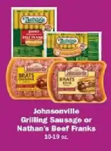 Schnucks Johnsonville Grilling Sausage or Nathan's Beef Franks offer