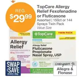 Kinney Drugs TopCare Allergy Relief Fexofenadine or Fluticasone offer