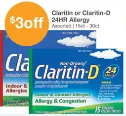 Kinney Drugs Claritin or Claritin-D 24HR Allergy offer