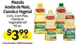 La Michoacana Mazola corn oil, corn plus or vegetable oil offer