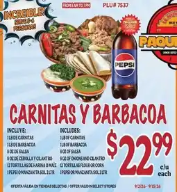 La Michoacana Pepsi Carnitas Y Barbacoa offer
