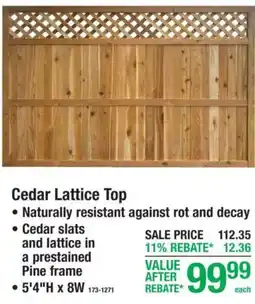 Menards Cedar Lattice Top offer