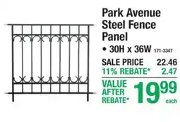 Menards Park Avenue steel fence panel offer