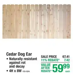 Menards Cedar Dog Ear offer
