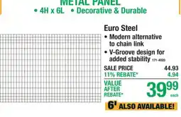 Menards Euro Steel metal panel offer