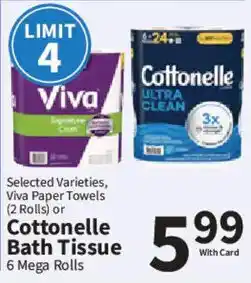 Food City Viva Paper Towels or Cottonelle Bath Tissue offer