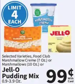 Food City Food Club Marshmallow Creme or Jell-O Pudding Mix offer