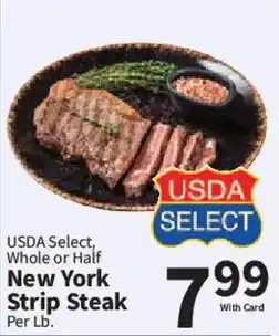 Food City Usda select new york strip steak offer