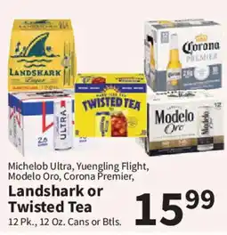 Food City Michelob Ultra, Yuengling Flight, Modelo Oro, Corona Premier, Landshark or Twisted Tea offer