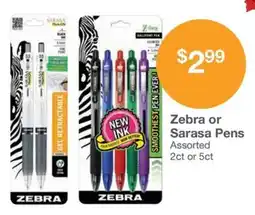 Kinney Drugs Zebra or Sarasa Pens offer