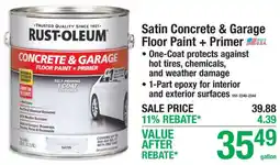 Menards Rust-oleum satin concrete & garage floor paint + primer offer