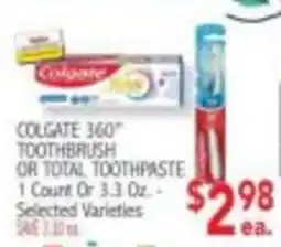 Ingles Markets Colgate 360 toothbrush or total toothpaste offer