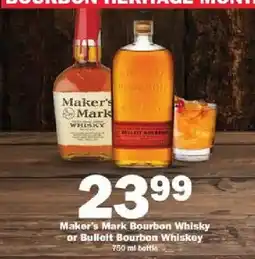 Schnucks Maker's Mark Bourbon Whiskey or Bulleit Bourbon Whiskey offer