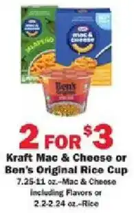 Schnucks Kraft Mac & Cheese or Ben's Original Rice Cup offer