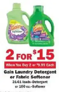Schnucks Gain laundry detergent or fabric softener offer