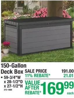 Menards 150-Gallon Deck Box offer