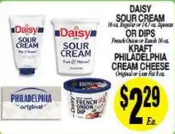 Arlan's Market Daisy sour cream or dips, kraft philadelphia cream cheese offer