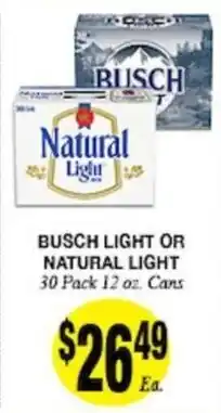 Arlan's Market Busch Light or Natural Light offer