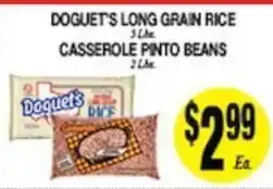 Arlan's Market Doguet's long grain rice, casserole pinto beans offer