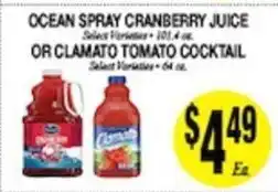 Arlan's Market Ocean Spray cranberry juice or clamato tomato cocktail offer