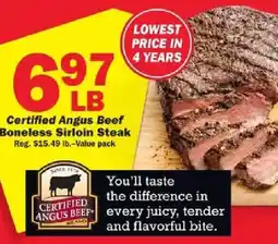 Schnucks Certified Angus Beef Boneless Sirloin Steak offer