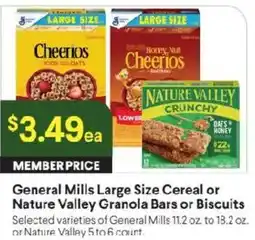 Raley's General Mills Large Size Cereal or Nature Valley Granola Bars or Biscuits offer