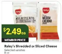 Raley's Raley's shredded or sliced cheese offer