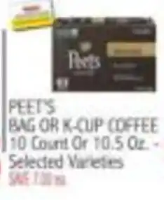 Ingles Markets Peet's bag or k-cup coffee offer