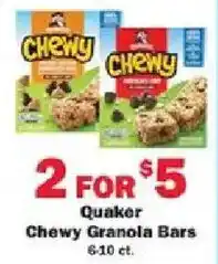 Schnucks Quaker chewy granola bars offer