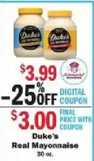 Schnucks Duke's Real Mayonnaise offer